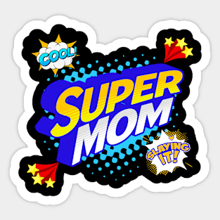 Comic Superhero Mom Sticker